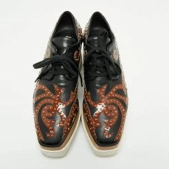 Stella McCartney Black/Brown Studded Appliquéd Faux Leather Platform Lace Up Derby Size 39 For Women -Stella McCartney Sales luxury women stella mccartney used shoes p663031 008