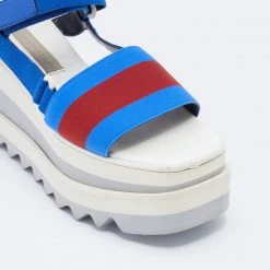 Stella McCartney Blue/Red Fabric Striped Platform Sandals Size 37 For Women -Stella McCartney Sales luxury women stella mccartney used shoes p664364 003