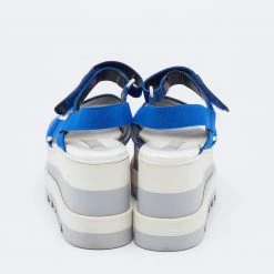 Stella McCartney Blue/Red Fabric Striped Platform Sandals Size 37 For Women -Stella McCartney Sales luxury women stella mccartney used shoes p664364 005