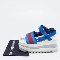 Stella McCartney Blue/Red Fabric Striped Platform Sandals Size 37 For Women -Stella McCartney Sales luxury women stella mccartney used shoes p664364 006