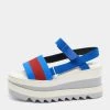 Stella McCartney Blue/Red Fabric Striped Platform Sandals Size 37 For Women -Stella McCartney Sales luxury women stella mccartney used shoes p664364 011