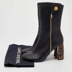 Stella McCartney Black Faux Leather Tortoise Block Heel "Percy" Ankle Boots Size 37 For Women 19 Stella McCartney Black Faux Leather Tortoise Block Heel "Percy" Ankle Boots Size 37 For Women -Stella McCartney Sales luxury women stella mccartney used shoes p666314 001
