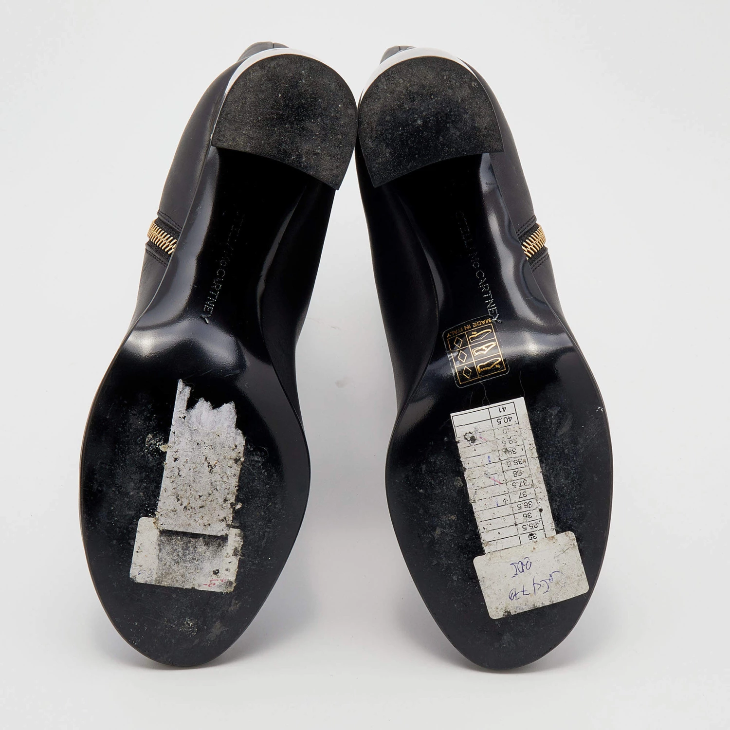 Stella McCartney Black Faux Leather Tortoise Block Heel "Percy" Ankle Boots Size 37 For Women 8 Stella McCartney Black Faux Leather Tortoise Block Heel "Percy" Ankle Boots Size 37 For Women - Image 6