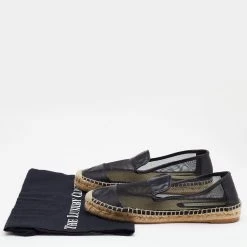 Stella McCartney Black Faux Leather And Mesh Sheer Panel Espadrilles Size 38 For Women -Stella McCartney Sales luxury women stella mccartney used shoes p666461 001