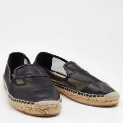 Stella McCartney Black Faux Leather And Mesh Sheer Panel Espadrilles Size 38 For Women -Stella McCartney Sales luxury women stella mccartney used shoes p666461 005