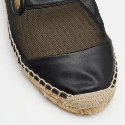 Stella McCartney Black Faux Leather And Mesh Sheer Panel Espadrilles Size 38 For Women -Stella McCartney Sales luxury women stella mccartney used shoes p666461 006