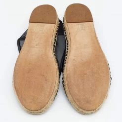 Stella McCartney Black Faux Leather And Mesh Sheer Panel Espadrilles Size 38 For Women -Stella McCartney Sales luxury women stella mccartney used shoes p666461 008