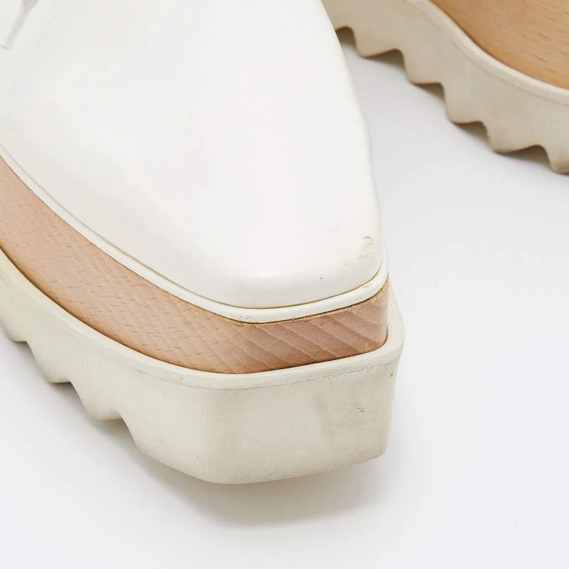 Stella McCartney White Faux Leather Elyse Cut Out Platform Lace Up Derby Size 40 For Women 9 Stella McCartney White Faux Leather Elyse Cut Out Platform Lace Up Derby Size 40 For Women - Image 7