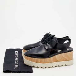 Stella McCartney Black Faux Leather Elyse Cut Out Platform Lace Up Derby Size 40 For Women -Stella McCartney Sales luxury women stella mccartney used shoes p668381 001