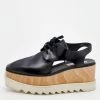 Stella McCartney Black Faux Leather Elyse Cut Out Platform Lace Up Derby Size 40 For Women -Stella McCartney Sales luxury women stella mccartney used shoes p668381 002