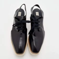 Stella McCartney Black Faux Leather Elyse Cut Out Platform Lace Up Derby Size 40 For Women -Stella McCartney Sales luxury women stella mccartney used shoes p668381 004