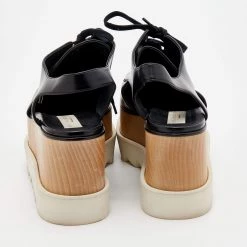 Stella McCartney Black Faux Leather Elyse Cut Out Platform Lace Up Derby Size 40 For Women -Stella McCartney Sales luxury women stella mccartney used shoes p668381 007