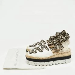 Stella McCartney White/Beige Canvas And Cotton Blend Gaia Ankle Wrap Espadrilles Sandals Size 39 For Women -Stella McCartney Sales luxury women stella mccartney used shoes p669095 002