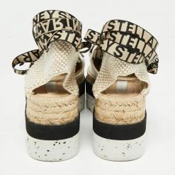Stella McCartney White/Beige Canvas And Cotton Blend Gaia Ankle Wrap Espadrilles Sandals Size 39 For Women -Stella McCartney Sales luxury women stella mccartney used shoes p669095 006