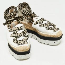 Stella McCartney White/Beige Canvas And Cotton Blend Gaia Ankle Wrap Espadrilles Sandals Size 39 For Women -Stella McCartney Sales luxury women stella mccartney used shoes p669095 008
