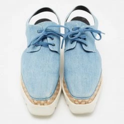 Stella McCartney Blue Cut Out Denim Elyse Platform Derby Sneakers Size 39 For Women 13 Stella McCartney Blue Cut Out Denim Elyse Platform Derby Sneakers Size 39 For Women -Stella McCartney Sales luxury women stella mccartney used shoes p670249 005