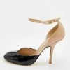 Stella McCartney Beige/ Black Faux Patent Leather D'orsay Pumps Size 37.5 For Women -Stella McCartney Sales luxury women stella mccartney used shoes p671343 001