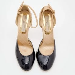 Stella McCartney Beige/ Black Faux Patent Leather D'orsay Pumps Size 37.5 For Women -Stella McCartney Sales luxury women stella mccartney used shoes p671343 004