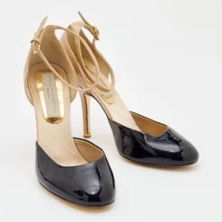 Stella McCartney Beige/ Black Faux Patent Leather D'orsay Pumps Size 37.5 For Women -Stella McCartney Sales luxury women stella mccartney used shoes p671343 005