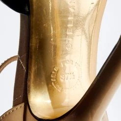 Stella McCartney Beige/ Black Faux Patent Leather D'orsay Pumps Size 37.5 For Women -Stella McCartney Sales luxury women stella mccartney used shoes p671343 009