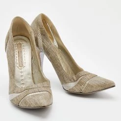 Stella McCartney Beige Fabric And Mesh Pointed Toe Pumps Size 38 For Women -Stella McCartney Sales luxury women stella mccartney used shoes p671411 005