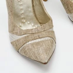 Stella McCartney Beige Fabric And Mesh Pointed Toe Pumps Size 38 For Women -Stella McCartney Sales luxury women stella mccartney used shoes p671411 006
