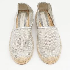 Stella McCartney Metallic Silver Mesh And Faux Leather Trims Slip On Espadrille Flats Size 37 For Women -Stella McCartney Sales luxury women stella mccartney used shoes p674263 006