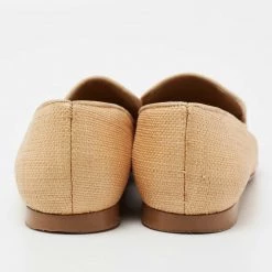 Stella McCartney Brown Woven Raffia Embellishment Tatami Smoking Slippers Size 35 For Women -Stella McCartney Sales luxury women stella mccartney used shoes p674819 006