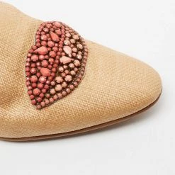Stella McCartney Brown Woven Raffia Embellishment Tatami Smoking Slippers Size 35 For Women -Stella McCartney Sales luxury women stella mccartney used shoes p674819 008