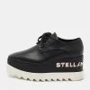 Stella McCartney Black Faux Leather Elyse Platform Lace Up Derby Size 36 For Women