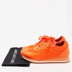 Stella McCartney Neon Orange Faux Leather And Mesh Low-Top Sneakers Size 37 For Women -Stella McCartney Sales luxury women stella mccartney used shoes p678294 006