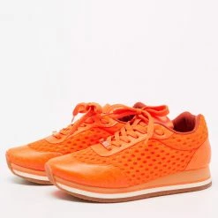 Stella McCartney Neon Orange Faux Leather And Mesh Low-Top Sneakers Size 37 For Women -Stella McCartney Sales luxury women stella mccartney used shoes p678294 007