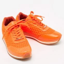 Stella McCartney Neon Orange Faux Leather And Mesh Low-Top Sneakers Size 37 For Women -Stella McCartney Sales luxury women stella mccartney used shoes p678294 009