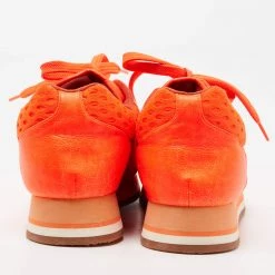 Stella McCartney Neon Orange Faux Leather And Mesh Low-Top Sneakers Size 37 For Women -Stella McCartney Sales luxury women stella mccartney used shoes p678294 011
