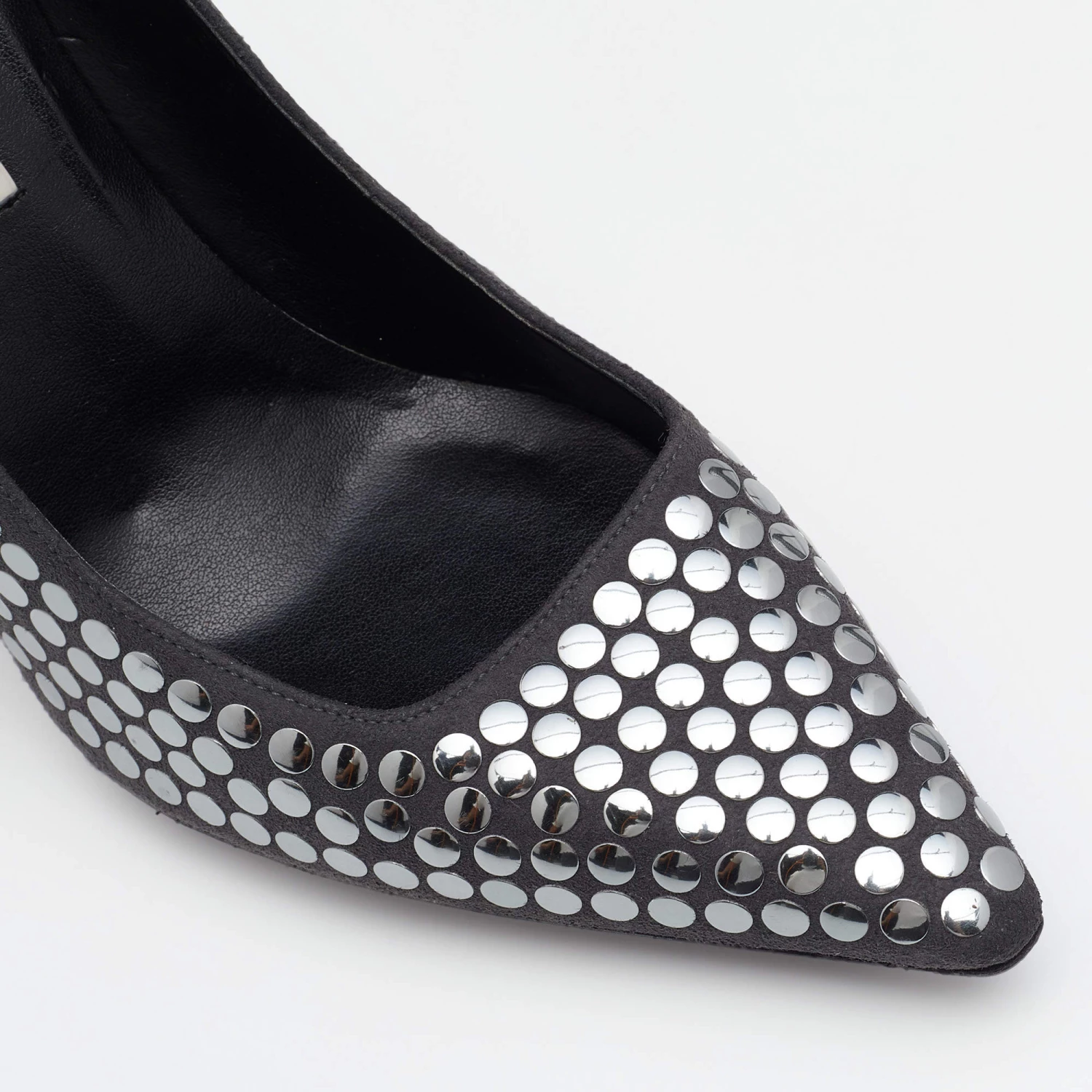 Stella McCartney Grey Studded Faux Suede Pumps Size 38 For Women 9 Stella McCartney Grey Studded Faux Suede Pumps Size 38 For Women - Image 7
