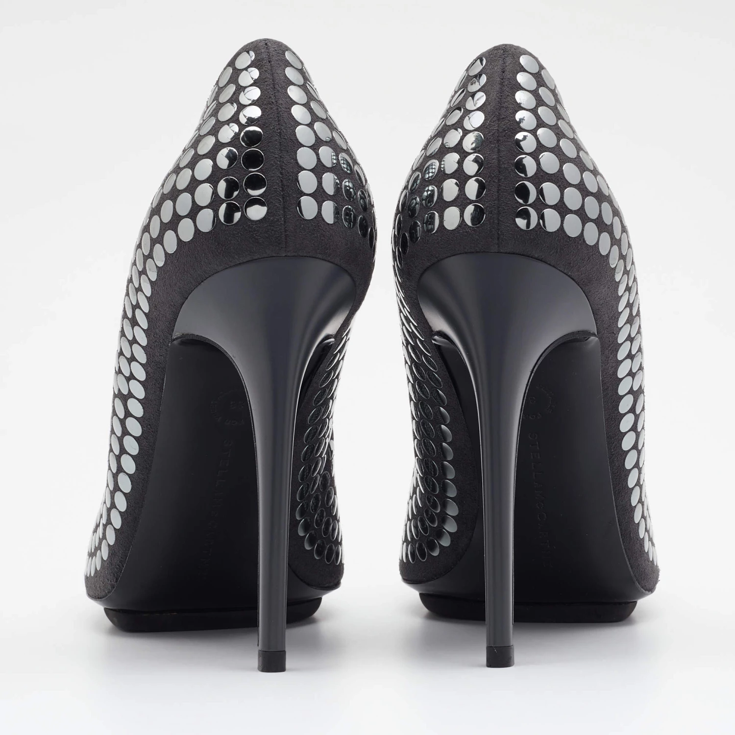 Stella McCartney Grey Studded Faux Suede Pumps Size 38 For Women 7 Stella McCartney Grey Studded Faux Suede Pumps Size 38 For Women - Image 5
