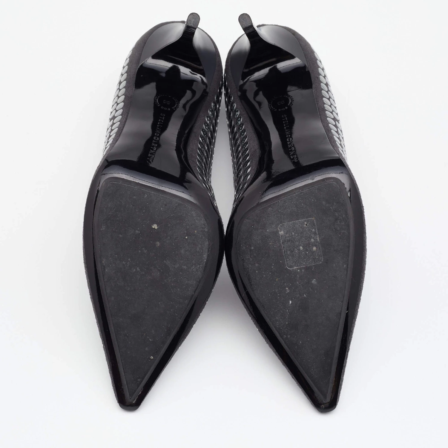 Stella McCartney Grey Studded Faux Suede Pumps Size 38 For Women 8 Stella McCartney Grey Studded Faux Suede Pumps Size 38 For Women - Image 6