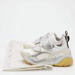 Stella McCartney White/Silver Faux Leather And Faux Suede Eclypse Velcro Sneakers Size 37 For Women -Stella McCartney Sales luxury women stella mccartney used shoes p680949 001