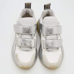 Stella McCartney White/Silver Faux Leather And Faux Suede Eclypse Velcro Sneakers Size 37 For Women -Stella McCartney Sales luxury women stella mccartney used shoes p680949 004