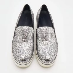 Stella McCartney Metallic Silver Faux Crinkled Leather Binx Platform Slip On Sneakers Size 38 For Women -Stella McCartney Sales luxury women stella mccartney used shoes p681748 004
