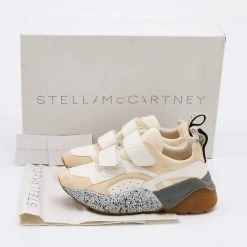 Stella McCartney Cream/White Faux Suede And Faux Leather Eclypse Velcro Strap Sneakers Size 35 For Women -Stella McCartney Sales luxury women stella mccartney used shoes p683348 001