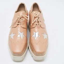 Stella McCartney Beige Faux Leather Elyse Star Platform Derby Sneakers Size 40 For Women -Stella McCartney Sales luxury women stella mccartney used shoes p684114 002