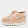 Stella McCartney Beige Faux Leather Elyse Star Platform Derby Sneakers Size 40 For Women