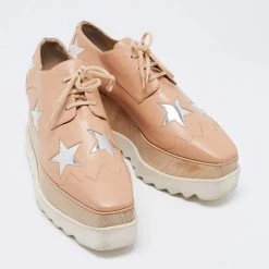 Stella McCartney Beige Faux Leather Elyse Star Platform Derby Sneakers Size 40 For Women -Stella McCartney Sales luxury women stella mccartney used shoes p684114 007