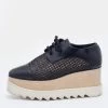 Stella McCartney Black Woven Faux Leather Elyse Platform Derby Size 38 For Women