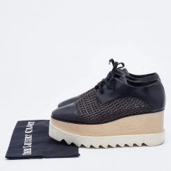 Stella McCartney Black Woven Faux Leather Elyse Platform Derby Size 38 For Women -Stella McCartney Sales luxury women stella mccartney used shoes p686493 009