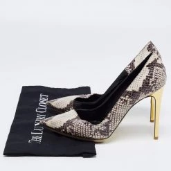 Stella McCartney Tri Color Faux Patent And Snakeskin Embossed Leather D'orsay Pumps Size 38.5 For Women -Stella McCartney Sales luxury women stella mccartney used shoes p691340 003