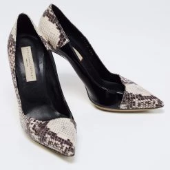 Stella McCartney Tri Color Faux Patent And Snakeskin Embossed Leather D'orsay Pumps Size 38.5 For Women -Stella McCartney Sales luxury women stella mccartney used shoes p691340 007