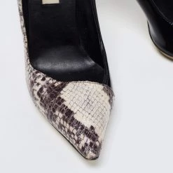 Stella McCartney Tri Color Faux Patent And Snakeskin Embossed Leather D'orsay Pumps Size 38.5 For Women -Stella McCartney Sales luxury women stella mccartney used shoes p691340 008