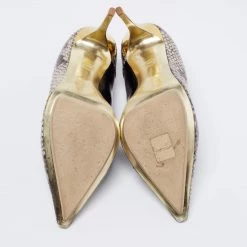 Stella McCartney Tri Color Faux Patent And Snakeskin Embossed Leather D'orsay Pumps Size 38.5 For Women -Stella McCartney Sales luxury women stella mccartney used shoes p691340 010